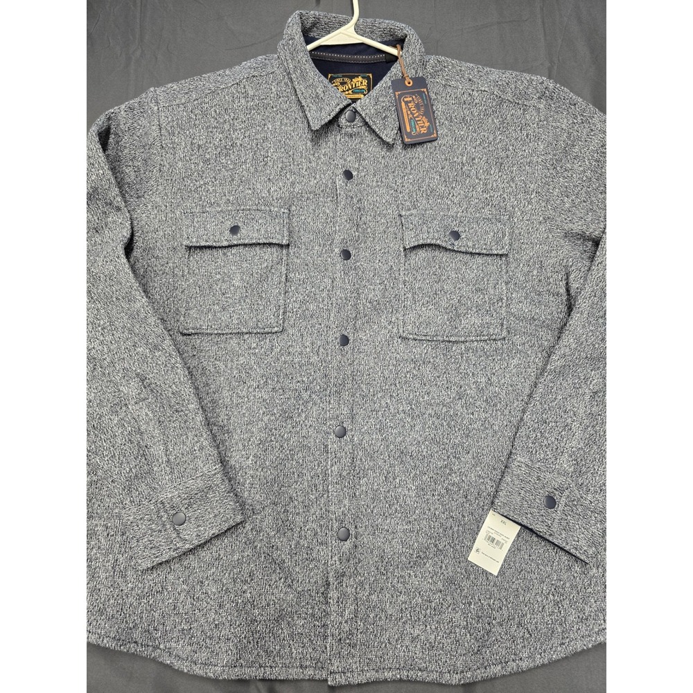 Frontier Threads by Weatherproof Mens XXL Grey Knit Snap Front Shirt Jacket NWT
